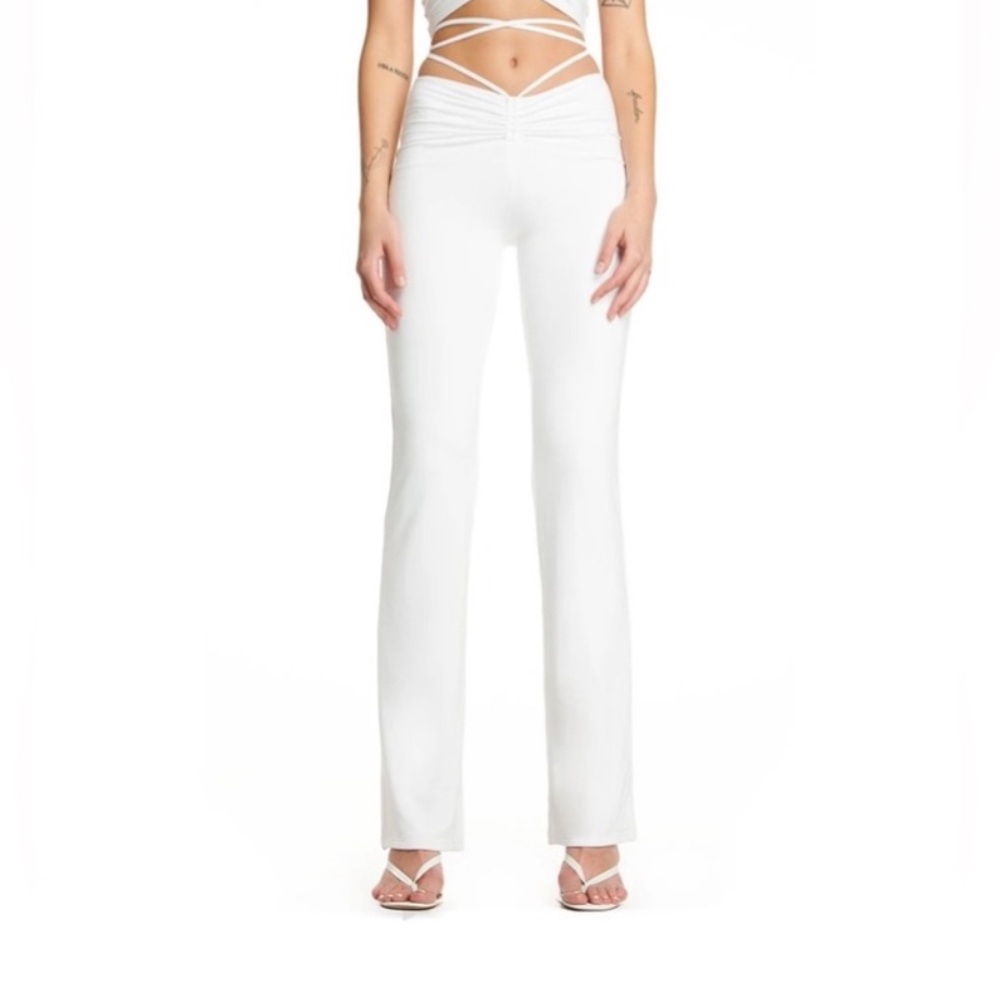 I.AM.GIA White High-Waist Flare Pants